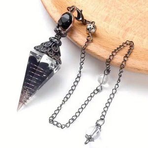 Resin & Black Obsidian Chip Crystal Pendulum